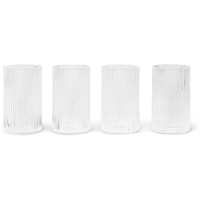 Ferm Living - Bicchiere da liquore 14 cl - Set di 4 Vetro striato Ripple - Trasparente - Vetro soffiato a bocca - Designer Trine Andersen Ferm Living - Bicchiere da liquore 14 cl - Set di 4 Vetro striato Ripple - Trasparente - Vetro soffiato a bocca - Designer Trine Andersen