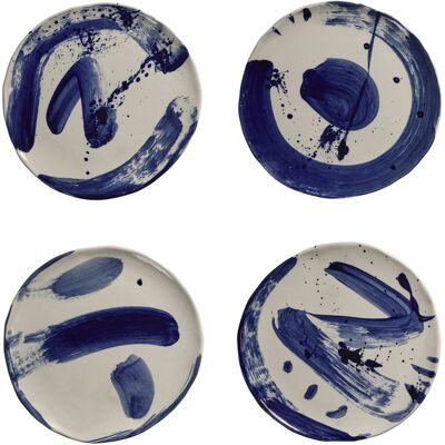 Serax - Set di 4 - Ø 22 cm - Dipinti a mano Sophia - Blu - Gres - Designer Marie Michielssen Serax - Set di 4 - Ø 22 cm - Dipinti a mano Sophia - Blu - Gres - Designer Marie Michielssen