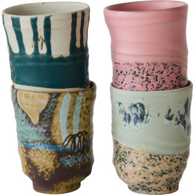HK LIVING - Set di 4 - Ø 7,2 x H 9,2 cm Artist ceramics - Multicolore - Gres smaltato HK LIVING - Set di 4 - Ø 7,2 x H 9,2 cm Artist ceramics - Multicolore - Gres smaltato