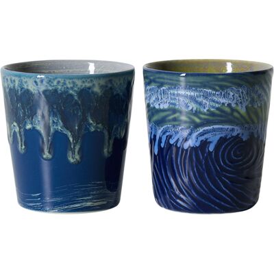 HK LIVING - Set di 2 - 23 cl 70s ceramics - Blu - Gres smaltato HK LIVING - Set di 2 - 23 cl 70s ceramics - Blu - Gres smaltato