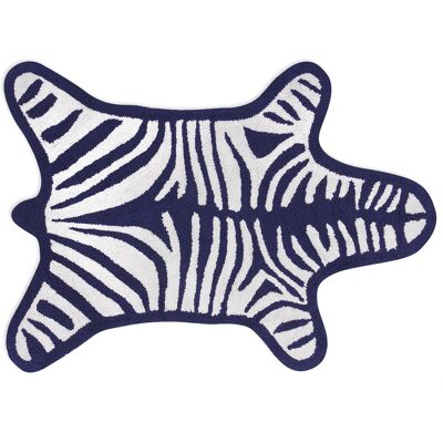 Jonathan Adler - Tappeto sala da bagno Zebra - Blu - Cotone - Designer Jonathan Adler - Tappeto sala da bagno Zebra - Blu - Cotone - Designer