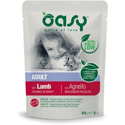 Oasy Cibo umido per gatti con Agnello - Completo e senza glutine - 85g Oasy Cibo umido per gatti con Agnello - Completo e senza glutine - 85g
