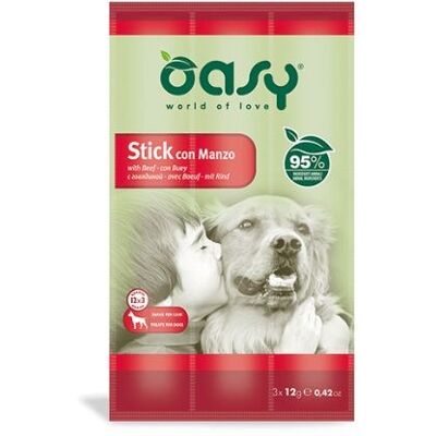 Oasy Snack per Cani - Manzo, 3 Bastoncini Oasy Snack per Cani - Manzo, 3 Bastoncini
