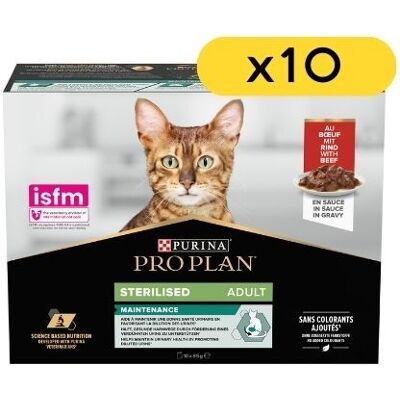 Purina Pro Plan Pro Plan Cat Nutrisavour Sterilised con Manzo Multipack 10x85 g Purina Pro Plan Pro Plan Cat Nutrisavour Sterilised con Manzo Multipack 10x85 g