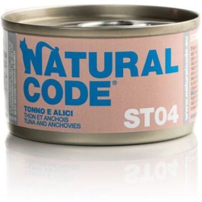 Natural Code ST04 Cibo per Gatti Tonno e Alici - 85g - Confezione 12 Natural Code ST04 Cibo per Gatti Tonno e Alici - 85g - Confezione 12