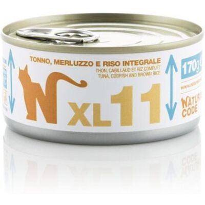 Natural Code Cat XL 11 Tonno Merluzzo e Riso Integrale 170 g Natural Code Cat XL 11 Tonno Merluzzo e Riso Integrale 170 g
