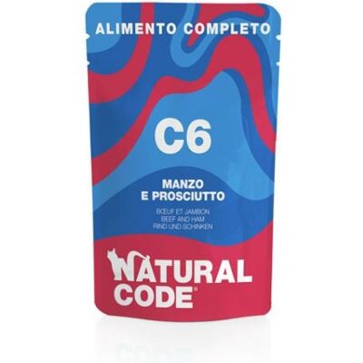 Cibo per Gatti Natural Code Manzo e Prosciutto - 70g Cibo per Gatti Natural Code Manzo e Prosciutto - 70g