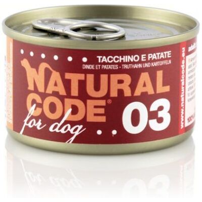 Natural Code Cibo per cani Tacchino e Patate - Dieta completa 90g Natural Code Cibo per cani Tacchino e Patate - Dieta completa 90g