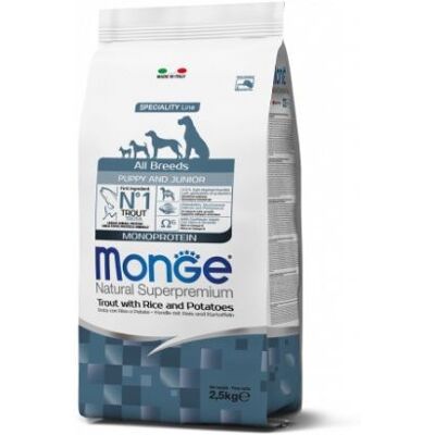 Monge Tutte le Razze Cucciolo Junior Trota Riso e Patate - Cibo per cani Monge Tutte le Razze Cucciolo Junior Trota Riso e Patate - Cibo per cani
