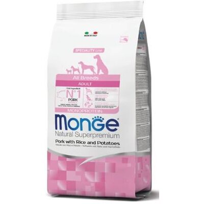 Monge Tutte le Razze Adulte Maiale Riso Patate - Cibo per Cani Monge Tutte le Razze Adulte Maiale Riso Patate - Cibo per Cani
