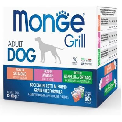Cibo per cani Monge - Multi Pouches con Salmone, Maiale, Agnello - 12x100g Cibo per cani Monge - Multi Pouches con Salmone, Maiale, Agnello - 12x100g