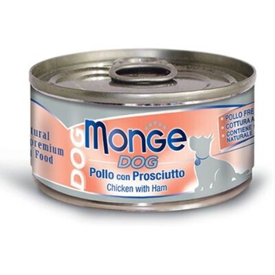 Monge Dog Sfilaccetti al Naturale Pollo con Prosciutto Lattina 95 g Monge Dog Sfilaccetti al Naturale Pollo con Prosciutto Lattina 95 g