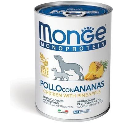 Cibo per cani Monge Monoprotein Pollo Ananas - 400g Cibo per cani Monge Monoprotein Pollo Ananas - 400g