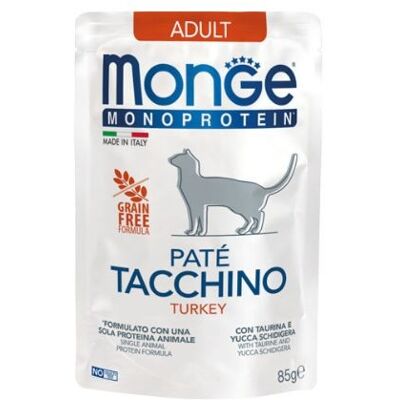 Cibo umido Monge Monoproteina Tacchino per Gatti - 85 g - Confezione da 12 Cibo umido Monge Monoproteina Tacchino per Gatti - 85 g - Confezione da 12