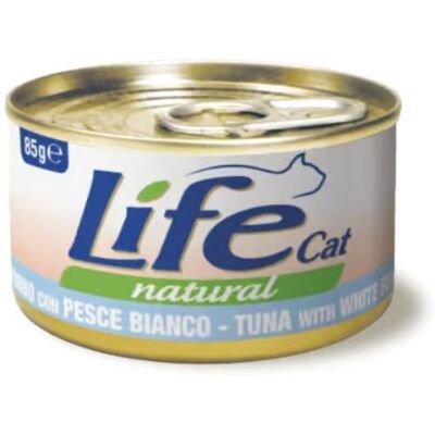 LIFECAT Cibo Naturale per Gatti - Scatolette da 85g Tonno e Pesce Bianco LIFECAT Cibo Naturale per Gatti - Scatolette da 85g Tonno e Pesce Bianco