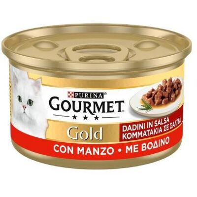 Purina Confezione Gatto Gourmet Gold Dadini in Salsa con Manzo - 85g Purina Confezione Gatto Gourmet Gold Dadini in Salsa con Manzo - 85g