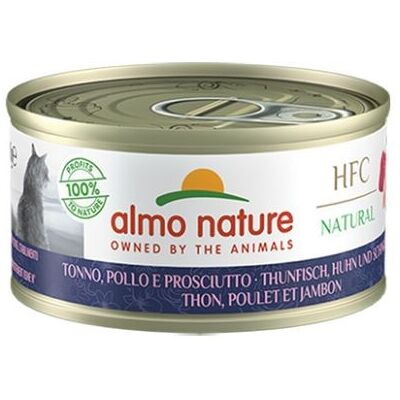 Almo Nature Cat HFC Natural Tonno con Pollo e Prosciutto Lattina 150gr Almo Nature Cat HFC Natural Tonno con Pollo e Prosciutto Lattina 150gr