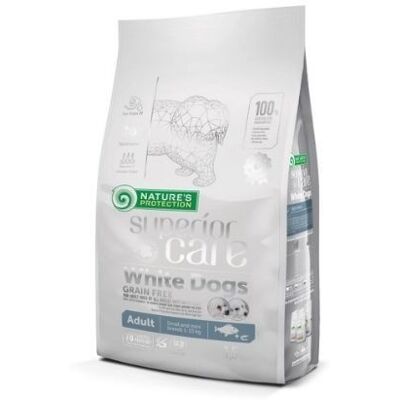Nature's Protection Superior Care White Dog Adult Small e Mini con Pesce Bianco Mantello Bianco White Coat 1,5kg Nature's Protection Superior Care White Dog Adult Small e Mini con Pesce Bianco Mantello Bianco White Coat 1,5kg