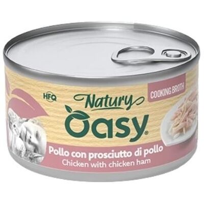 Oasy Gatto Natury con Pollo con Prosciutto di Pollo in Brodo di Cottura 85g Oasy Gatto Natury con Pollo con Prosciutto di Pollo in Brodo di Cottura 85g