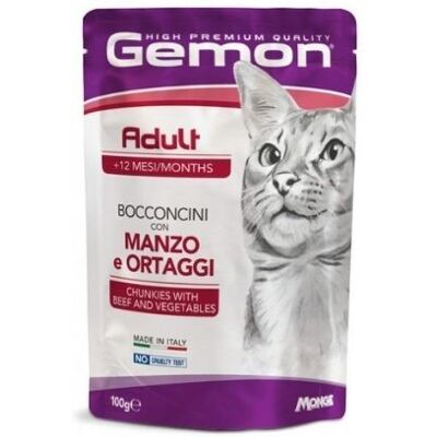 GEMON Cibo per Gatti Adulti - Manzo & Verdure - 24x100G GEMON Cibo per Gatti Adulti - Manzo & Verdure - 24x100G