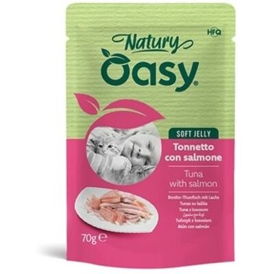 Oasy Cat Natury Soft Jelly Trancetti di Tonnetto con Salmone Busta 70 g Oasy Cat Natury Soft Jelly Trancetti di Tonnetto con Salmone Busta 70 g