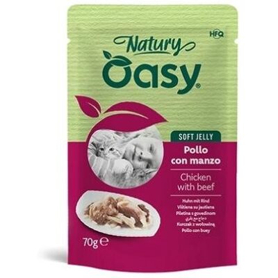 Oasy Cat Natury Soft Jelly Pollo con Manzo Busta 70 g Oasy Cat Natury Soft Jelly Pollo con Manzo Busta 70 g