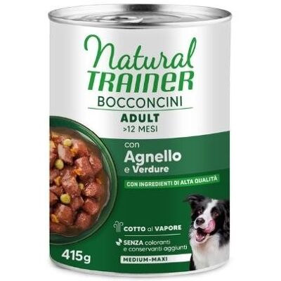 Natural Trainer Cane Bocconcini In Salsa con Agnello e Verdure Medium Maxi 400g Natural Trainer Cane Bocconcini In Salsa con Agnello e Verdure Medium Maxi 400g
