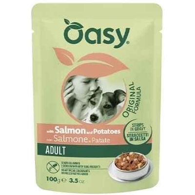 Oasy Straccetti in Salsa per Cani Adulti - Salmone & Patate Oasy Straccetti in Salsa per Cani Adulti - Salmone & Patate