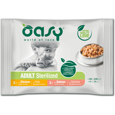 Multipack Cibo Umido Oasy Cat Sterilizzato - Salmone & Pollo Multipack Cibo Umido Oasy Cat Sterilizzato - Salmone & Pollo