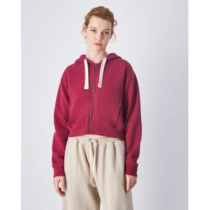 Champion Felpa cropped con cappuccio e cerniera, lavaggio vintage Rosso Donna S Champion Felpa cropped con cappuccio e cerniera, lavaggio vintage Rosso Donna S