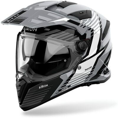 Casco Touring Airoh Bandit Spicy Grigio Nero Bianco Lucido XXL Casco Touring Airoh Bandit Spicy Grigio Nero Bianco Lucido XXL