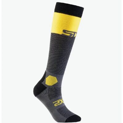 Calza Lunga Rinforzata Unisex Sixs LONG RACING V2 Dark Grigio Giallo 44-47 Calza Lunga Rinforzata Unisex Sixs LONG RACING V2 Dark Grigio Giallo 44-47
