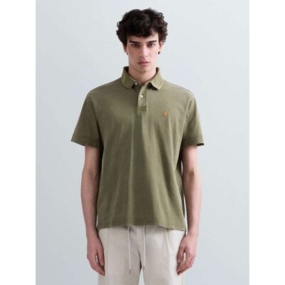 Replay Polo In Piquet Di Cotone Con Ricamo R Verde L Replay Polo In Piquet Di Cotone Con Ricamo R Verde L