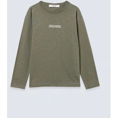 Replay T-shirt A Maniche Lunghe Con Stampa Used Verde 8 Anni Replay T-shirt A Maniche Lunghe Con Stampa Used Verde 8 Anni