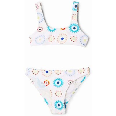 Desigual , Bikini spalline geometriche, Bianco, M WHITE M Desigual , Bikini spalline geometriche, Bianco, M WHITE M