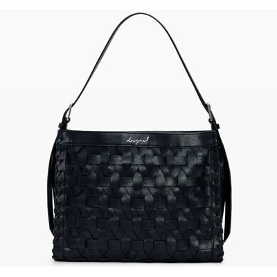 Desigual , Borsa media intrecciata, Donna, Poliuretano, Nero, U BLACK U Desigual , Borsa media intrecciata, Donna, Poliuretano, Nero, U BLACK U