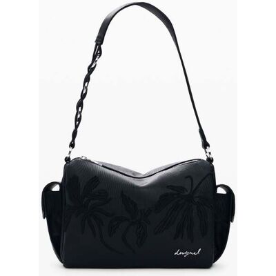 Desigual , Borsa media ricami charms, Donna, Poliuretano, Nero, U BLACK U Desigual , Borsa media ricami charms, Donna, Poliuretano, Nero, U BLACK U