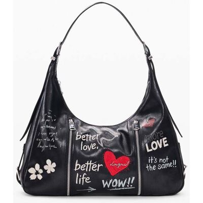 Desigual , Borsa Messaggio Grande, Donna, Poliammide, Nero, U BLACK U Desigual , Borsa Messaggio Grande, Donna, Poliammide, Nero, U BLACK U