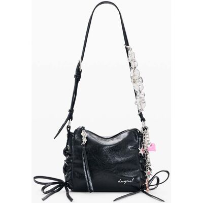 Desigual , Borsa effetto pelle charms, Donna, Poliuretano, Nero, U BLACK U Desigual , Borsa effetto pelle charms, Donna, Poliuretano, Nero, U BLACK U