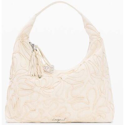 Desigual , Borsa grande in tela a fiori, Donna, Bianco, U WHITE U Desigual , Borsa grande in tela a fiori, Donna, Bianco, U WHITE U
