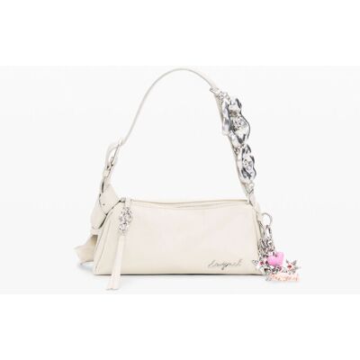 Desigual , borsa piccola con charms, Donna, Poliuretano, Bianco, U WHITE U Desigual , borsa piccola con charms, Donna, Poliuretano, Bianco, U WHITE U