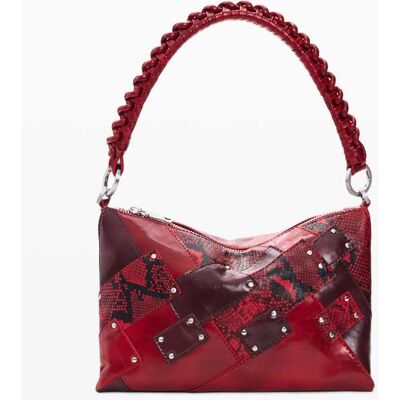 Desigual , Borsa media quadrata snake, Donna, Poliuretano, Rosso, U RED U Desigual , Borsa media quadrata snake, Donna, Poliuretano, Rosso, U RED U