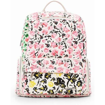 Desigual , Zaino M tela fiori, Cotone, Bianco, U WHITE U Desigual , Zaino M tela fiori, Cotone, Bianco, U WHITE U