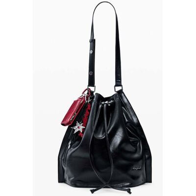 Desigual , zaino medio brillante, Donna, Poliuretano, Nero, U BLACK U Desigual , zaino medio brillante, Donna, Poliuretano, Nero, U BLACK U