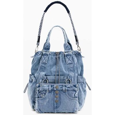 Desigual , zaino grande in denim, Donna, Cotone, Blu, U BLUE U Desigual , zaino grande in denim, Donna, Cotone, Blu, U BLUE U