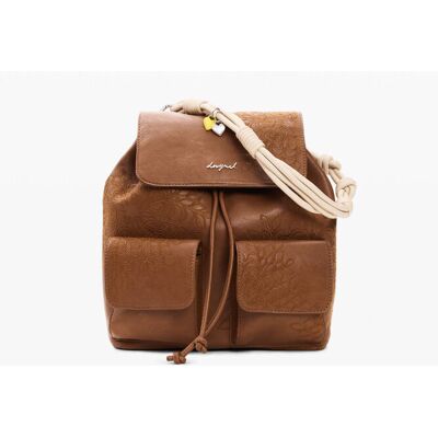 Desigual , zainetto ricamato, Donna, Poliuretano, Marrone, U BROWN U Desigual , zainetto ricamato, Donna, Poliuretano, Marrone, U BROWN U