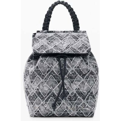 Desigual , zainetto piccolo in denim a zig zag, Donna, Blu, U BLUE U Desigual , zainetto piccolo in denim a zig zag, Donna, Blu, U BLUE U