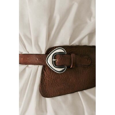 Desigual , Cintura fascia in pelle studio, Cow Leather, Marrone, 85 BROWN 85 Desigual , Cintura fascia in pelle studio, Cow Leather, Marrone, 85 BROWN 85