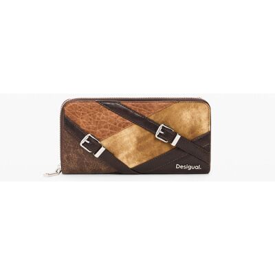 Desigual , Portafoglio con fibbie grande, Donna, Poliuretano, Marrone, U BROWN U Desigual , Portafoglio con fibbie grande, Donna, Poliuretano, Marrone, U BROWN U