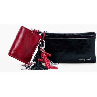 Desigual , piccolo portamonete charm, Donna, Poliuretano, Nero, U BLACK U Desigual , piccolo portamonete charm, Donna, Poliuretano, Nero, U BLACK U